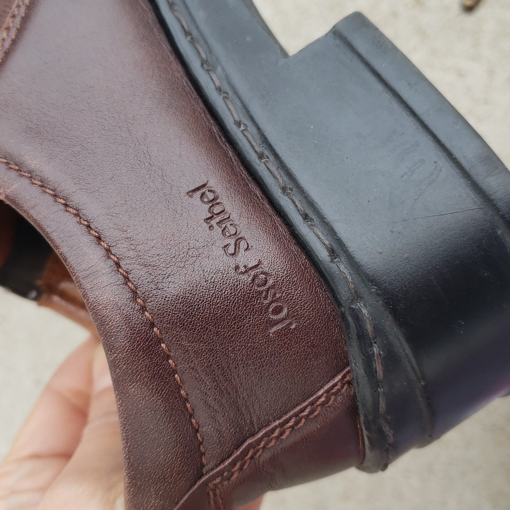 Josef Seibel Womens Brown Leather Chunky Heel Laofers Size 36 Classic Preppy Y2K - Picture 15 of 16
